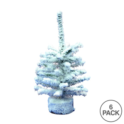 Vickerman 9" flocked Mini Pine Artificial Christmas tree Set of 6