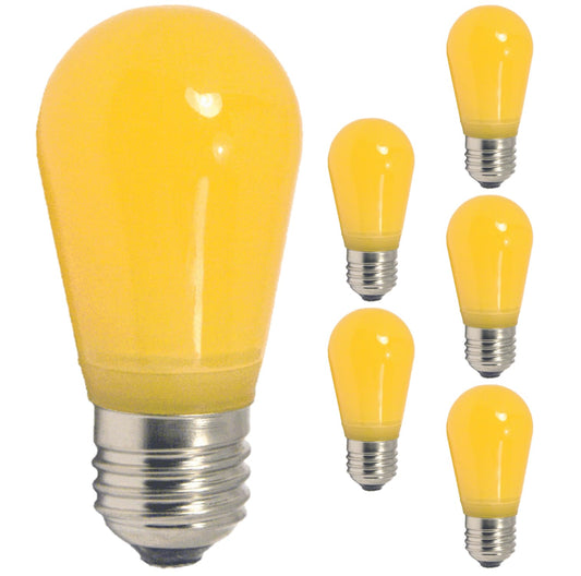 Damar- S14 Colored LED String Light Bulb Yellow Finish 0.55W-1.5W E26 Medium Base 100-130V Pack of 6- Shatterproof Waterproof Outdoor Indoor Replacement Bulb for Home Decorations Christmas Halloween