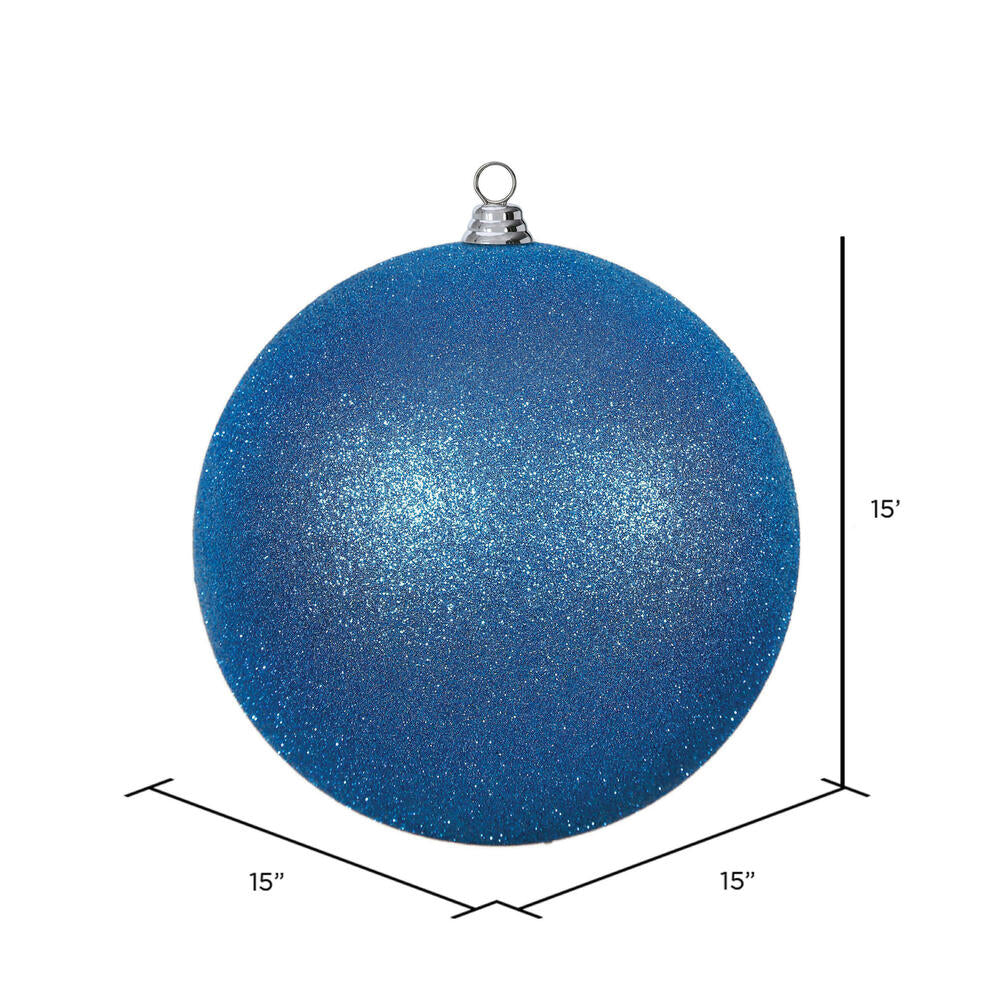 Vickerman 15.75" Blue Glitter Ball Christmas Ornament