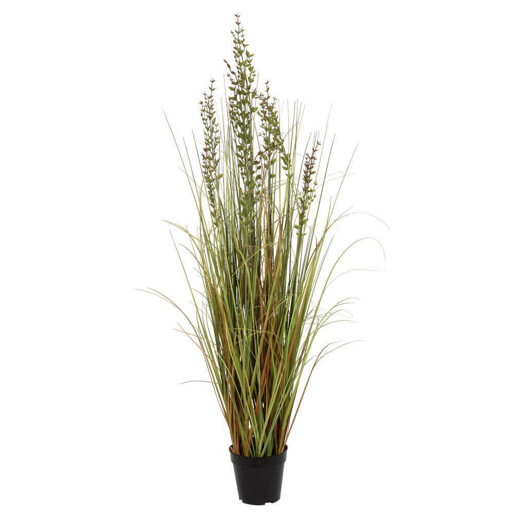 Vickerman 48" PVC Artificial Potted Green and Brown Grass and Plastic Grass.
