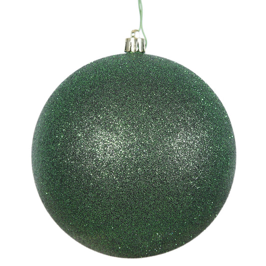 Vickerman 4" Emerald Glitter Ball Ornament 6 per Bag