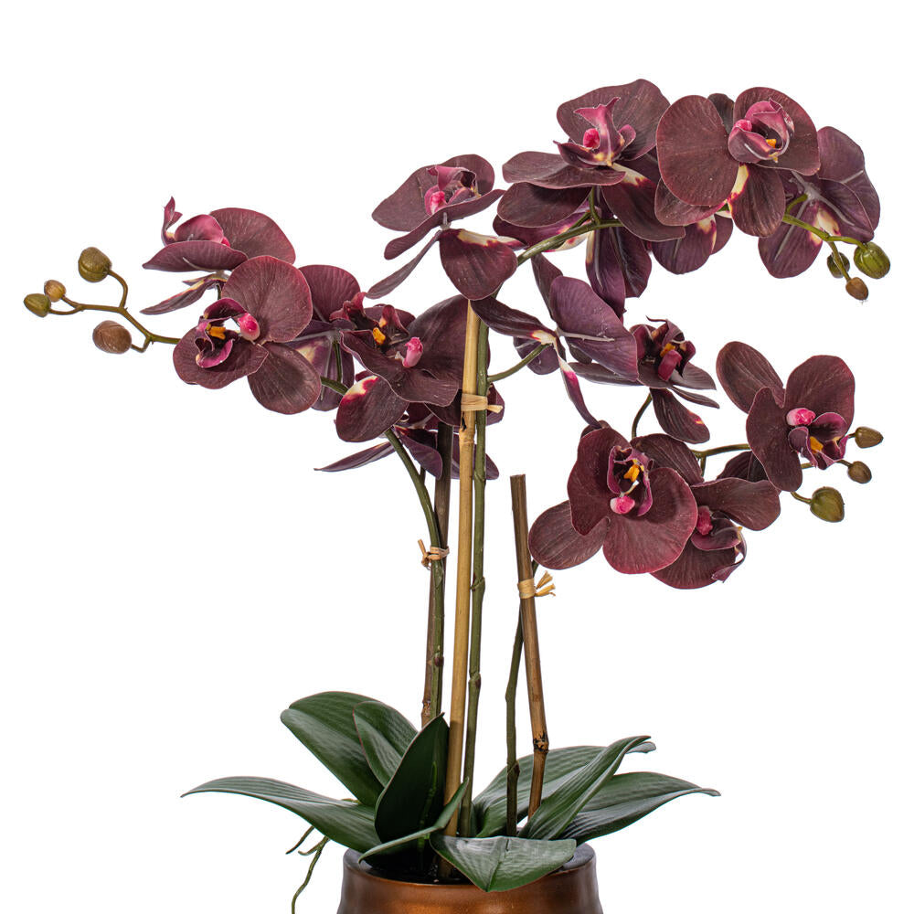 Vickerman 22" Artificial Potted Real Touch Purple Phalaenopsis Spray.