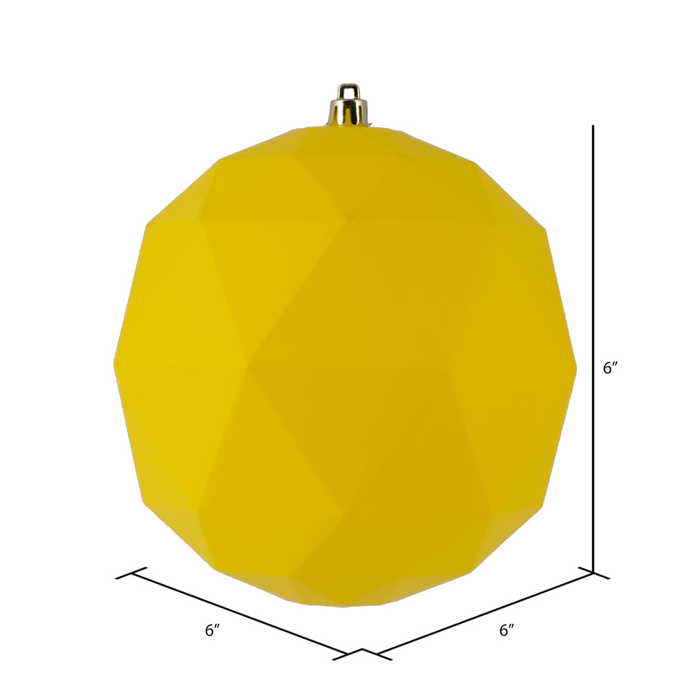 Vickerman 6" Yellow Matte Geometric Ball Ornament 4 per bag