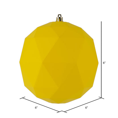 Vickerman 6" Yellow Matte Geometric Ball Ornament 4 per bag