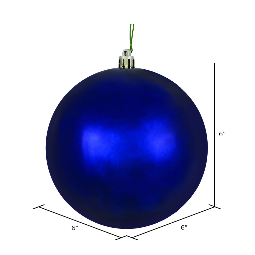 Vickerman 6" Midnight Blue Shiny Ball Ornament 4 per Bag