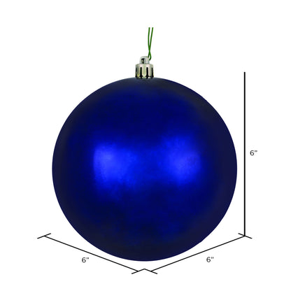 Vickerman 6" Midnight Blue Shiny Ball Ornament 4 per Bag