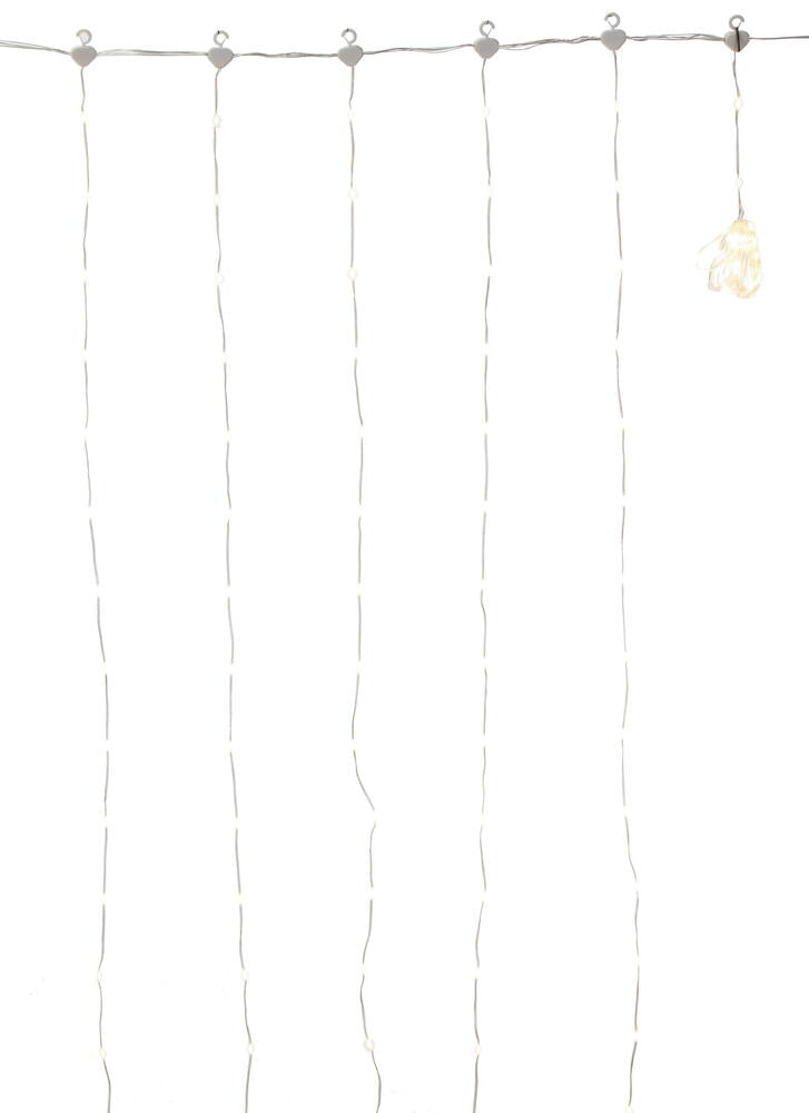 Vickerman 10' X 8' Remote Controlled LED Curtain End-Connecting Light Set with 800Lts Warm White Micro Lights, Clear Wire with 10' Coaxial Power Cord and 24V/12W ETL Approved Power Adapter.  Has 25 Light Strand Drops with 32 LEDs each, 5" Drop Spacing and