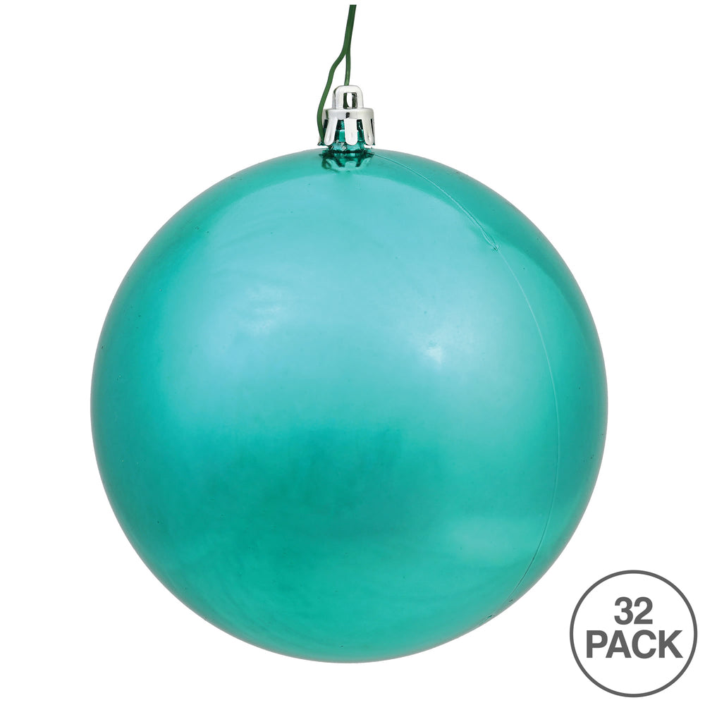 Vickerman 3" Seafoam Green Blue Shiny Ball Ornament 32 per box.