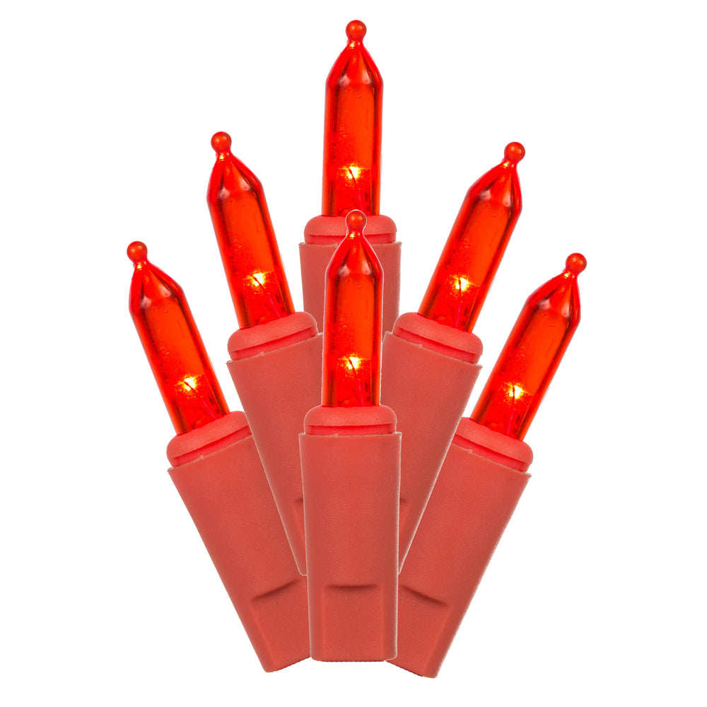 Vickerman 50 Light LED Red Dura-Lit Mini Lights, Red Wire