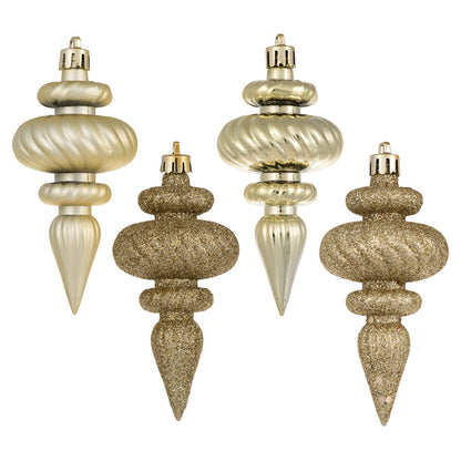Vickerman 4" Champagne 4-Finish Finial Ornament 8 per Box