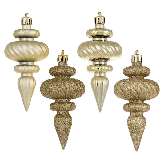 Vickerman 4" Champagne 4-Finish Finial Ornament 8 per Box
