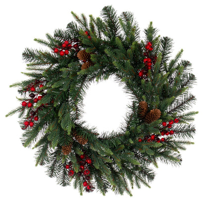 Vickerman 24" Berry Mixed Pine Cone Artificial Unlit Wreath.