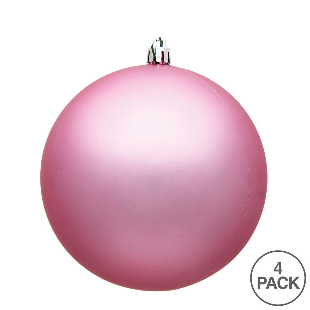 Vickerman 4.75" Pink Matte Ball Ornament 4 per Bag