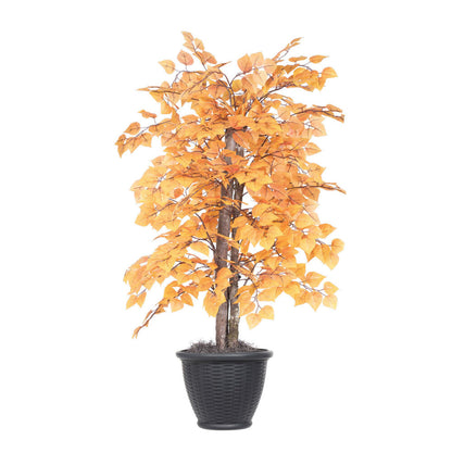 Vickerman 4' Artificial Golden Aspen Bush Gray Round Plastic Container.