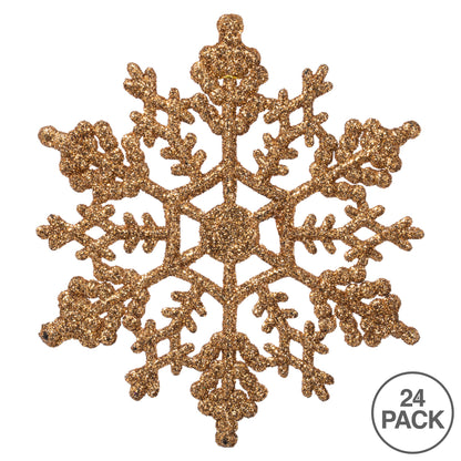 Vickerman 4" Rose Gold Glitter Snowflake Christmas Ornament 24 per Box