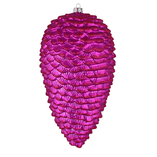 Vickerman 10" Fuchsia Matte Glitter Pinecone Christmas Ornament Pack of 2