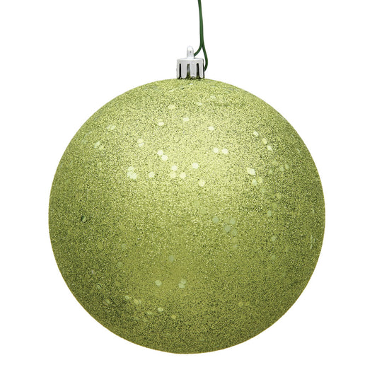 Vickerman 4" Lime Glitter Sequin Ball Ornament 6 per Bag