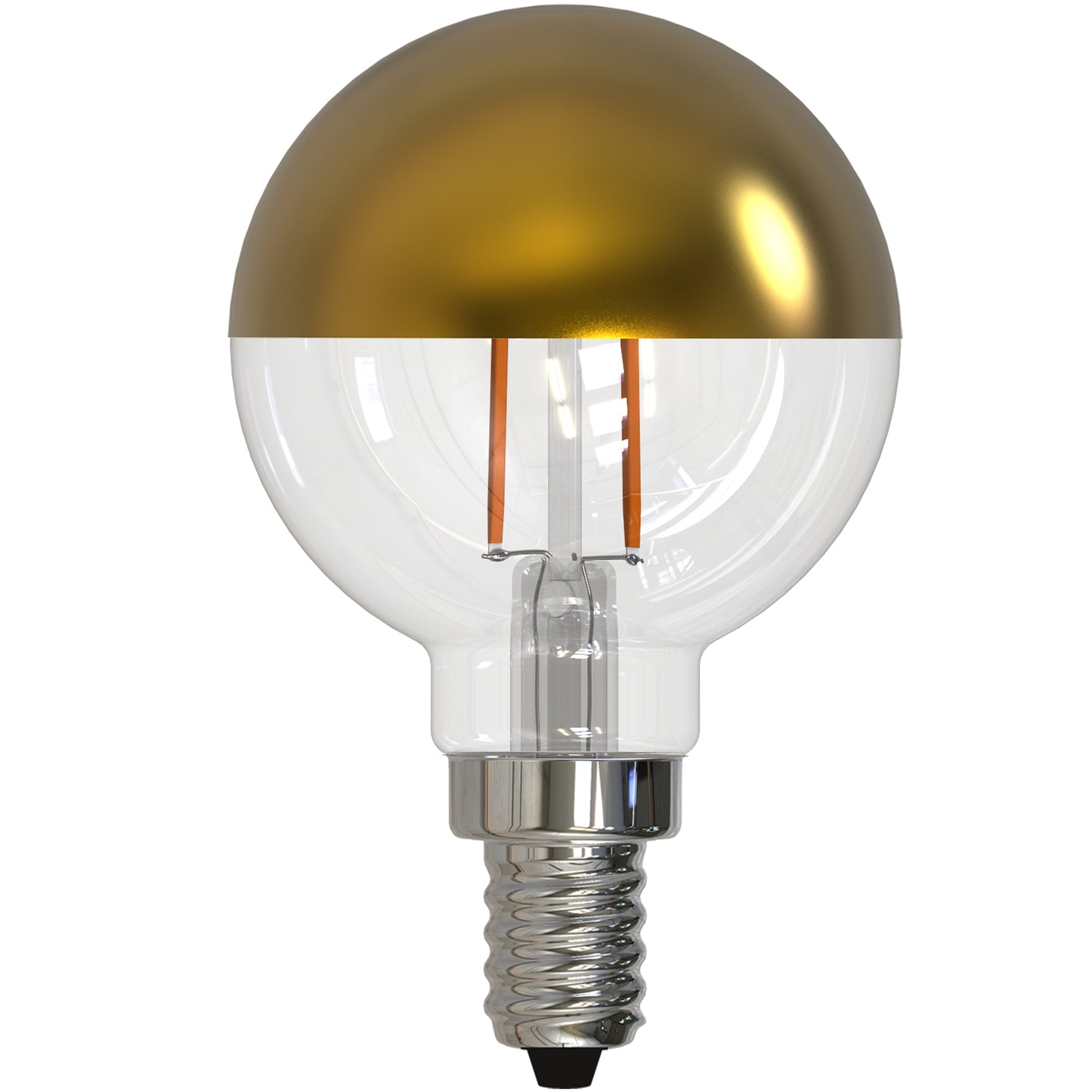 BULBRITE 2.5W LED LIGHT BULB G16 2700K FILAMENT HALF GOLD E12 CANDELABRA BASE FULLY COMPATIBLE DIMMING