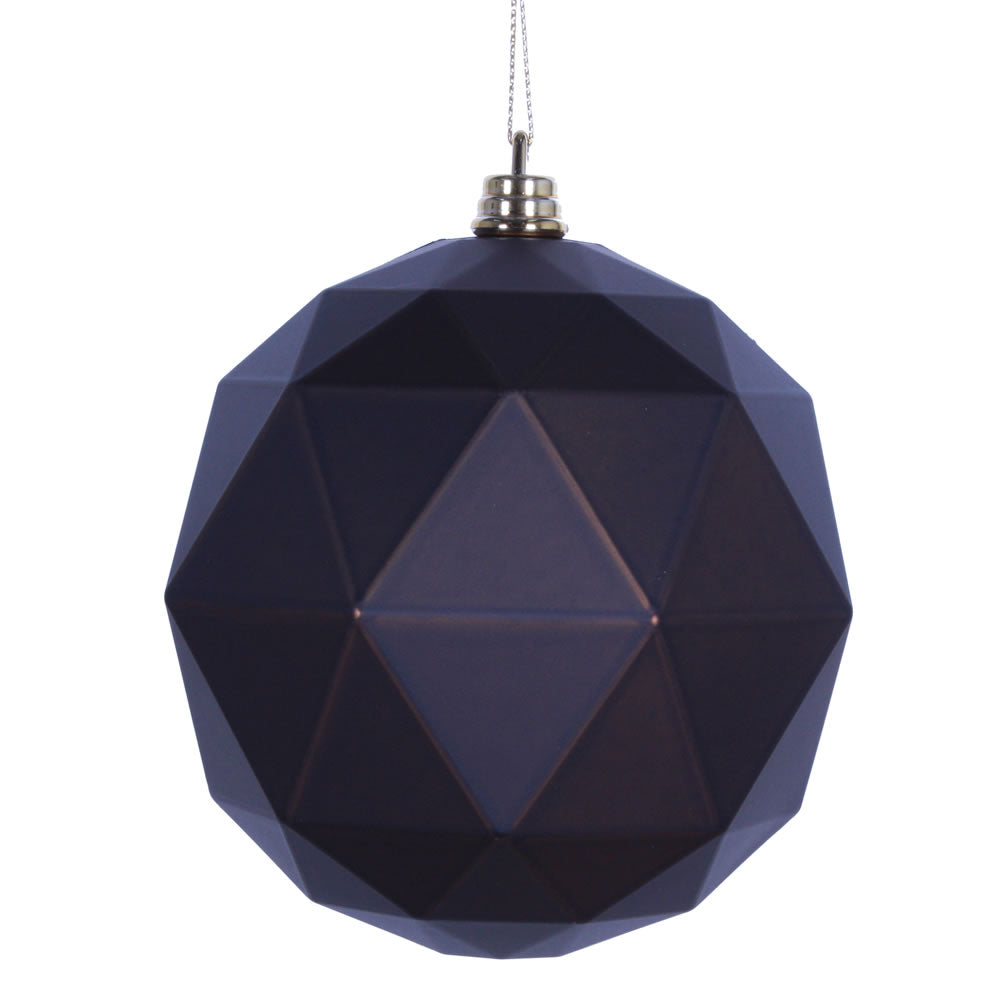 Vickerman 6" Chocolate Geometric Ball Ornament Featuring a Matte Finish. Comes 4 per bag