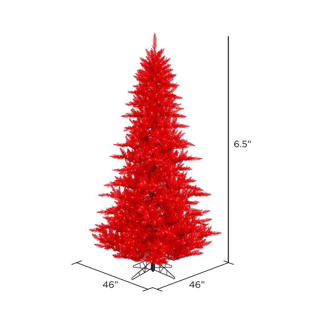 Vickerman 6.5' Red Fir Artificial Christmas Tree Red Dura-lit LED Lights