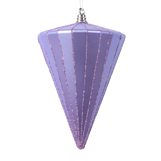 Vickerman 6" Matte Lavender Cone Ornament 3 per bag.