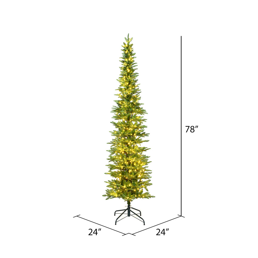 Vickerman 6.5' x 24" Compton Pole Pine Tree Warm White Low Voltage 3MM LED Lights.