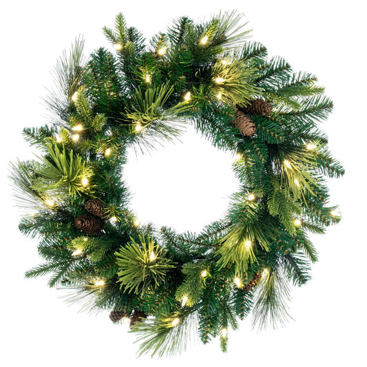 Vickerman 24" Emerald Mixed Fir Artificial Christmas Wreath with LED Warm White Lights