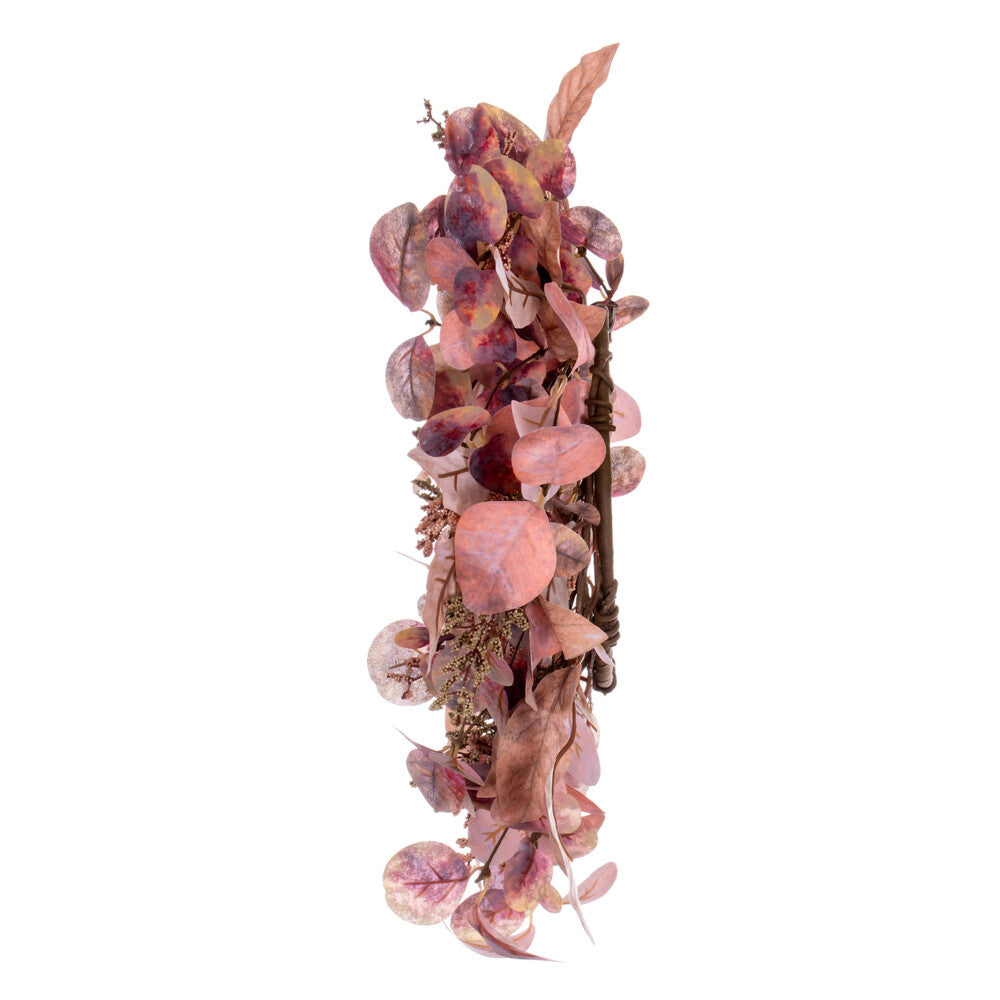 Vickerman 16" Dusty Rose Artificial Fall Eucalyptus and Berry Wreath Candle Ring