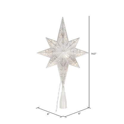 Vickerman 10 Light x 14.5" LED Silver 8 Point Bethlehem Star Tree Top Warm White LED Mini Lights.
