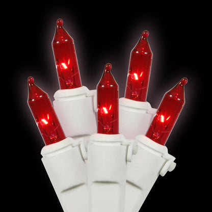 Vickerman 33' Red Mini Light set 100 bulbs white wire and 4" Bulb Spacing.