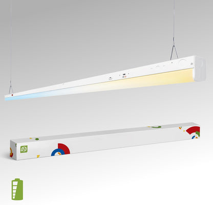 ASD Lighting LED Striplight Fixture 8ft 48/68/90W 120-277V 0-10V Dimmable 140Lm/W 3500/4000/5000K with Battery Back-up 15W White UL DLC Standard