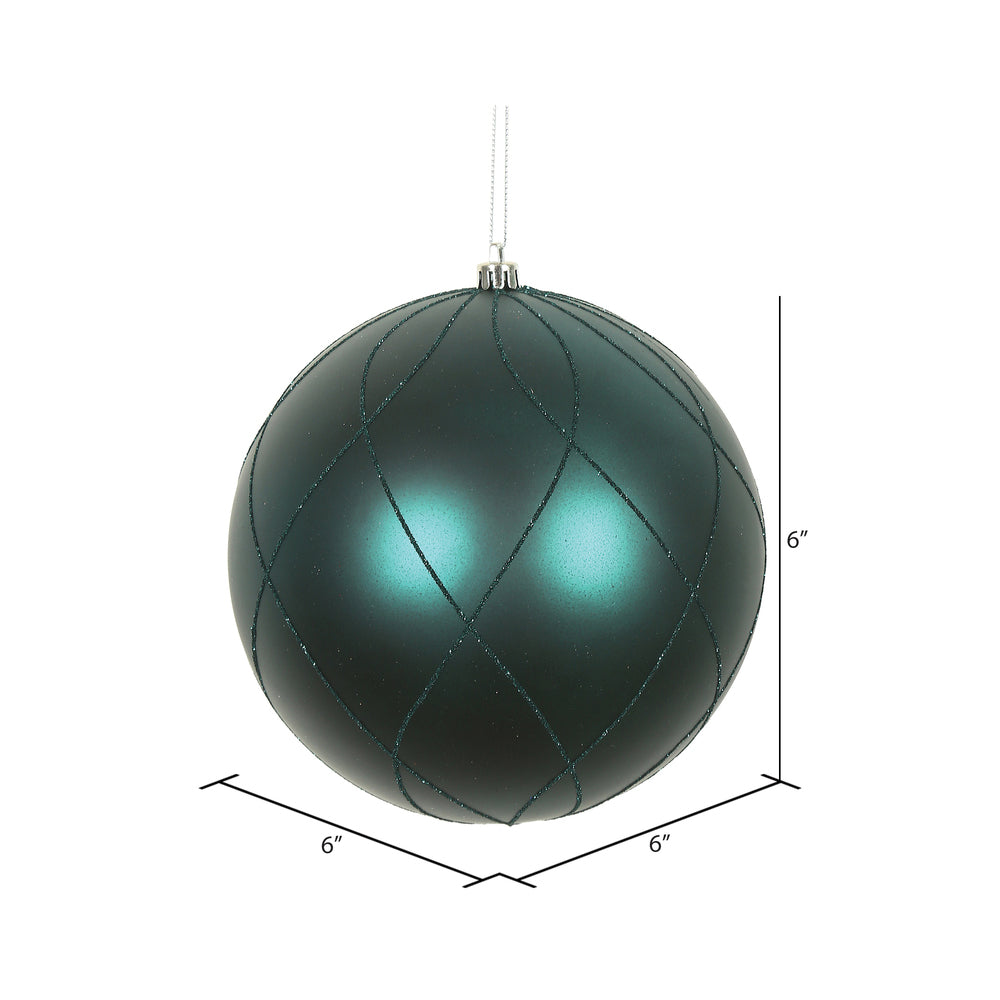 Vickerman 6" Sea Blue Matte and Glitter Swirl Ball Ornament 3 per Box