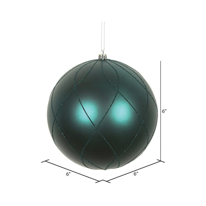 Vickerman 6" Sea Blue Matte and Glitter Swirl Ball Ornament 3 per Box
