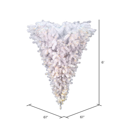 Vickerman 6' White Upside Down Artificial Christmas Tree Pure White LED Lights