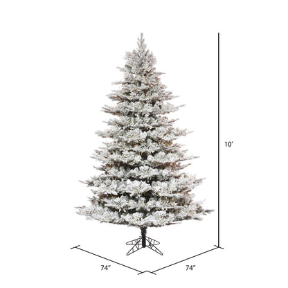 Vickerman 10' x 74" Flocked Kiana Christmas Tree Low Voltage LED Warm White Lights.