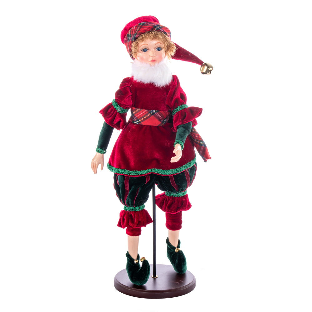 Vickerman 18" Red Plaid Christmas Fairy Girl with Stand.