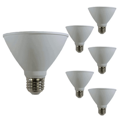 Damar PAR30 LED Short Neck Flood Light Bulb 12W E26 Medium Base 5000K Bright White Ideal for Track & Recessed Spot Light Bulbs 120V CRI80 40° Beam Angle White Finish Pack of 6