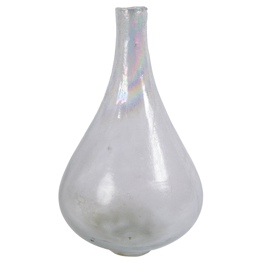 Vickerman 16" Irridescent Rainbow Glass Vase. This simple vase features a hint of rainbow glaze. Pair with your favorite faux floral for the perfect finishing touch. Each vase is slightly unique because each piece is hand blown. This vase measures 16.1" H
