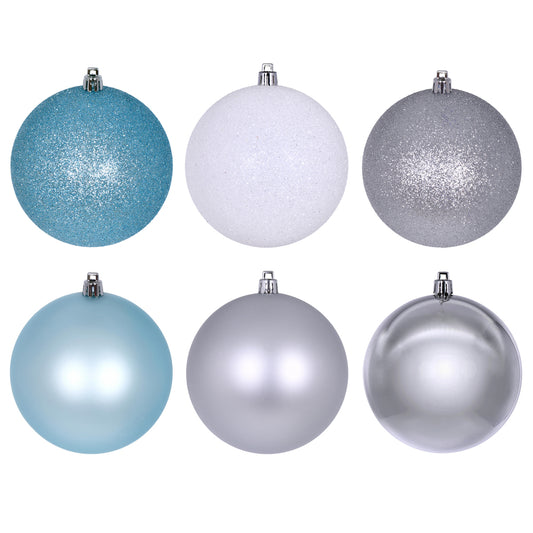 Vickerman 3" Silver Baby Blue and White Ornament Assortment 12 per box.