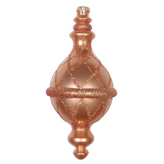 Vickerman 10" Rose Gold Candy Glitter Net Drop Finial Christmas Ornament