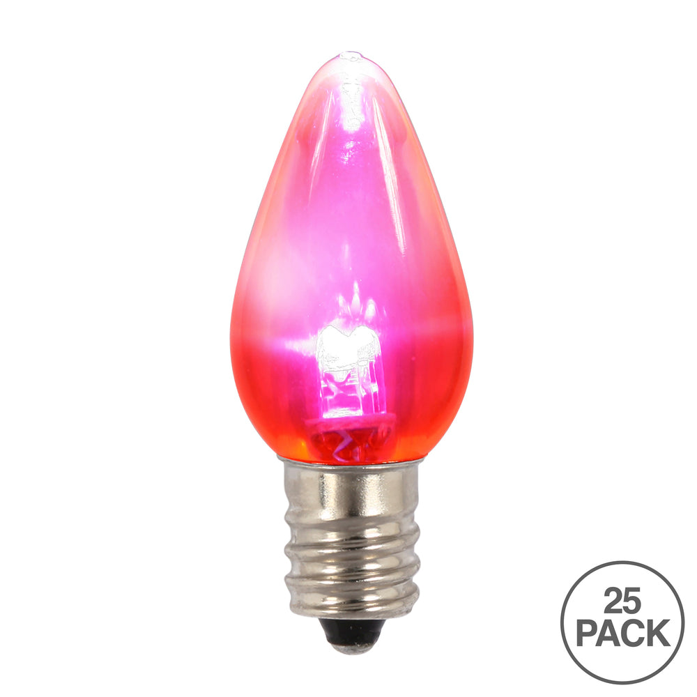 Vickerman C7 Transparent Plastic LED Pink Dimmable Bulb E12 Nickel Base 25 per bag