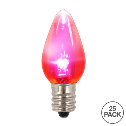 Vickerman C7 Transparent Plastic LED Pink Dimmable Bulb E12 Nickel Base 25 per bag