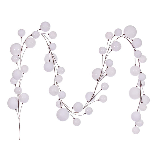 Vickerman 10' White Assorted Finish Branch Ball Ornament Garland.