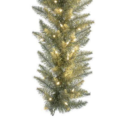 Vickerman 9' Champagne Artificial Christmas Garland Warm White Dura-Lit LED lights.