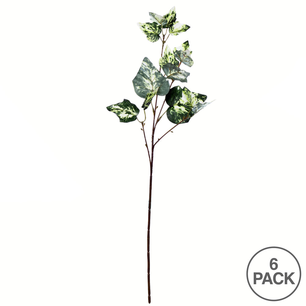 Vickerman 24" Artificial Green Variegated Ivy Spray. Includes 6 sprays per pack.