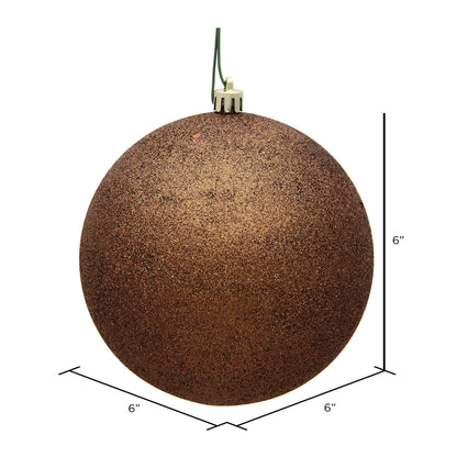 Vickerman 6" Mocha Glitter Ball Ornament 4 per Bag