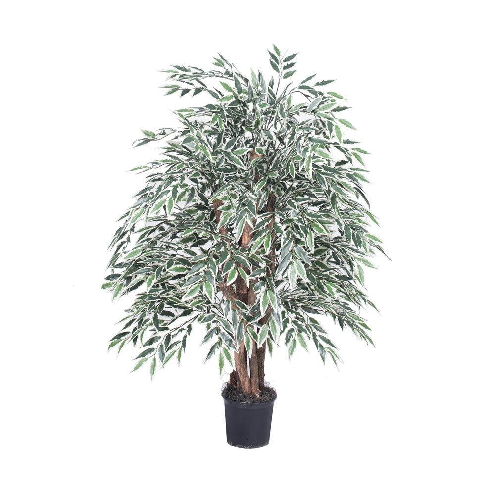 Vickerman 4' Artificial Variegated Smilax Extra Full Bush Black Plastic Pot.