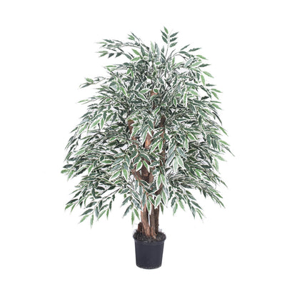 Vickerman 4' Artificial Variegated Smilax Extra Full Bush Black Plastic Pot.