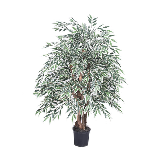 Vickerman 4' Artificial Variegated Smilax Extra Full Bush Black Plastic Pot.