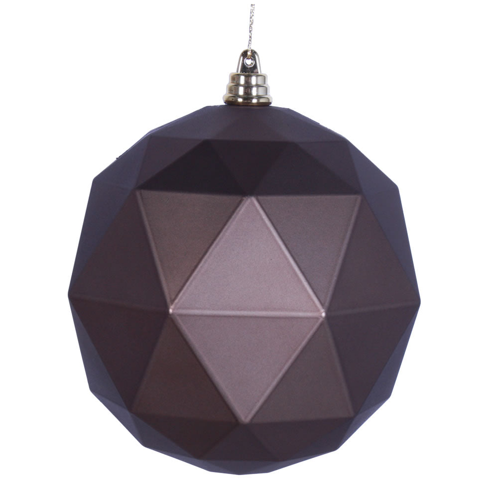 Vickerman 6" Mocha Matte Geometric Ball Ornament 4 per bag